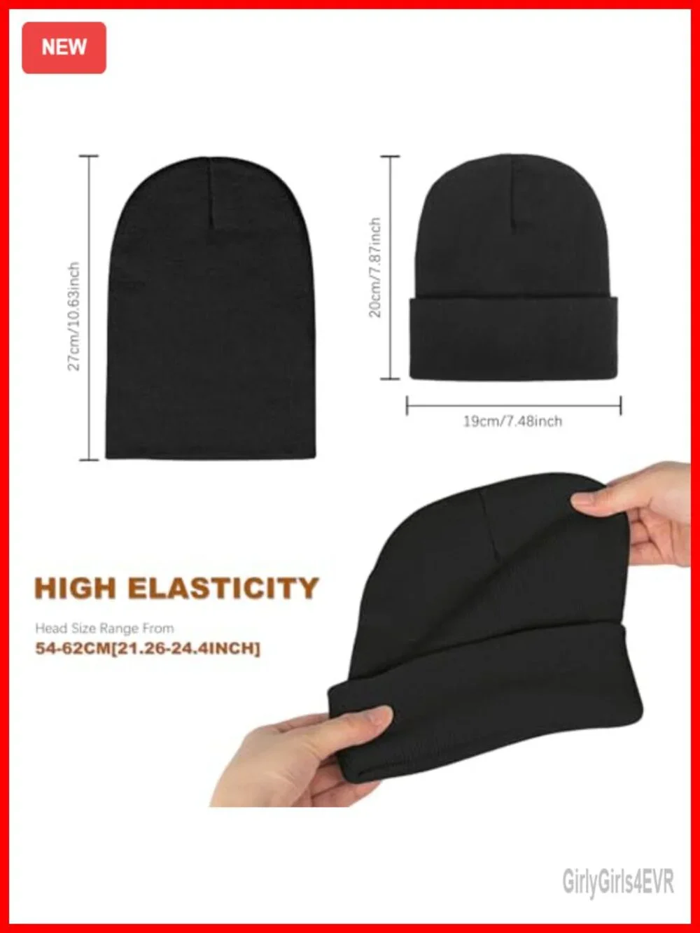 Acrylic Slouchy Cuffed Beanie Hat Winter Snow Ski Skull Cap